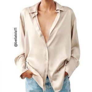 NEW ZARA CREAM SATIN BLOUSE